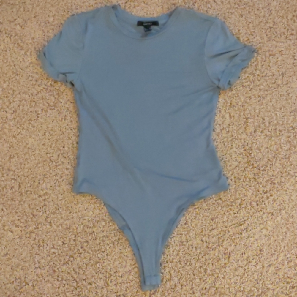 M High-Neck, Blue-Grey, Short-Sleeve Body Suit